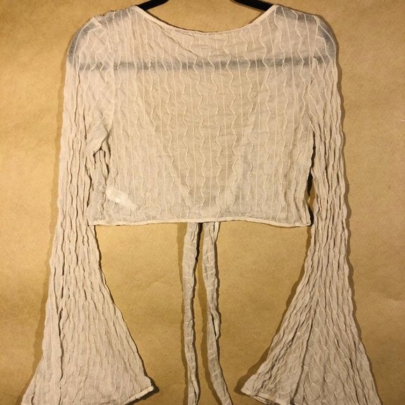Sheer Cream Colored Pullover Top - Picture 3 of 4